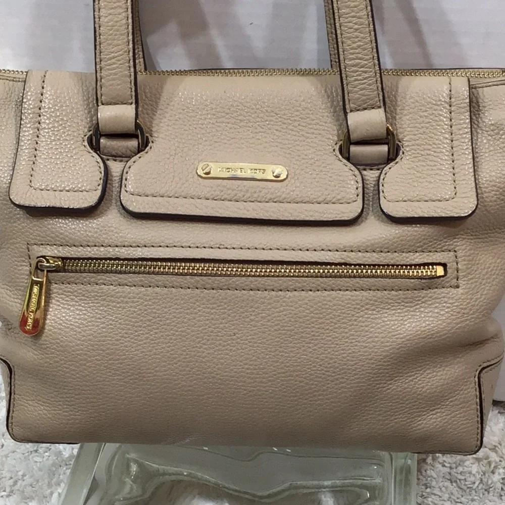 MMK taupe pebbled leather satchel